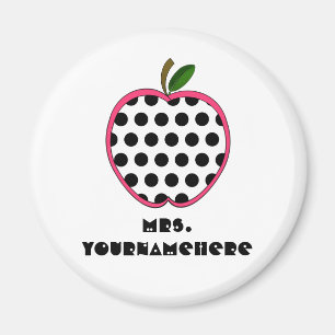 Polka Dot Apple Teacher Magnet