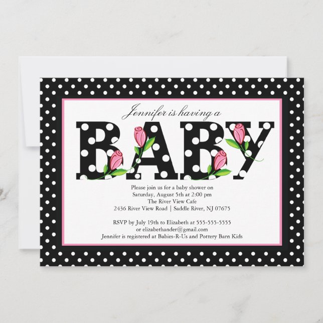 Polka Dot "baby"  Baby Shower Invitation (Front)