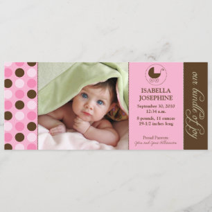 Polka Dot Baby Birth Announcement (pink)