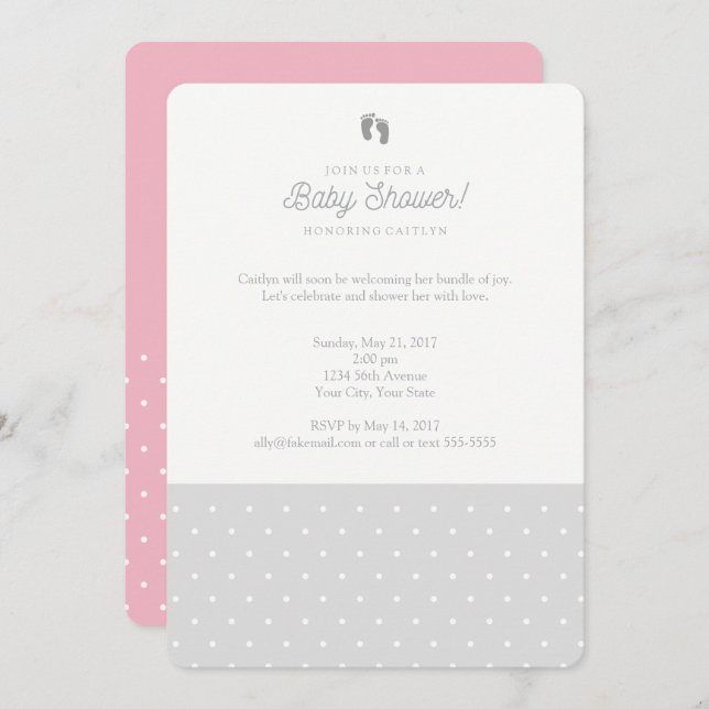 Polka dot baby shower invitation (Front/Back)