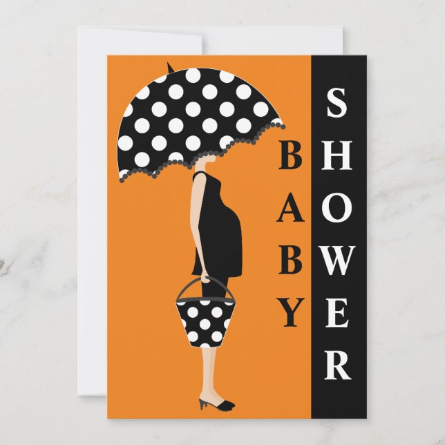 Polka Dot Baby Shower Invitations {Orange} (Front)