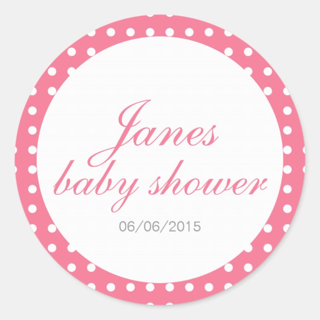 Polka dot baby shower stickers (Front)