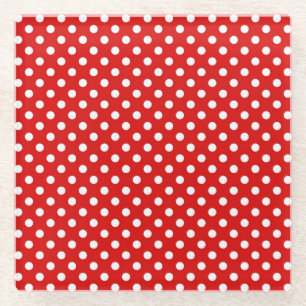 Polka dot background glass coaster