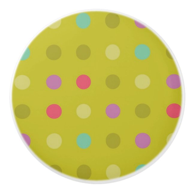Polka-dot background pattern ceramic knob (Front)