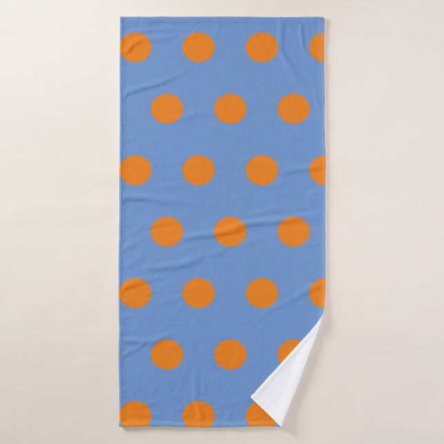 Polka Dot Bath Towel (Denim Blue & Orange) (Bath Towel)