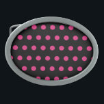 Polka Dot Belt Buckle (Black & Neon Pink)<br><div class="desc">Vintage polka dots...  for those who love to live a retro lifestyle... 

Black background with neon pink polka dots... 

Great little gift idea...  for birthdays,  celebrations,  holidays and more...  and an everyday essential... </div>