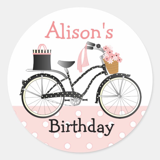 Polka Dot Bicycle Classic Round Sticker (Front)