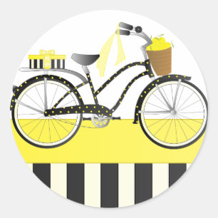 Polka Dot Bicycle Classic Round Sticker