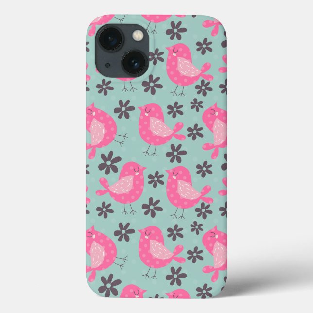 Polka Dot Birds and Flowers Case-Mate iPhone Case (Back)