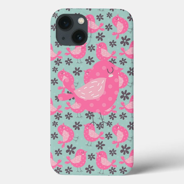 Polka Dot Birds and Flowers Case-Mate iPhone Case (Back)
