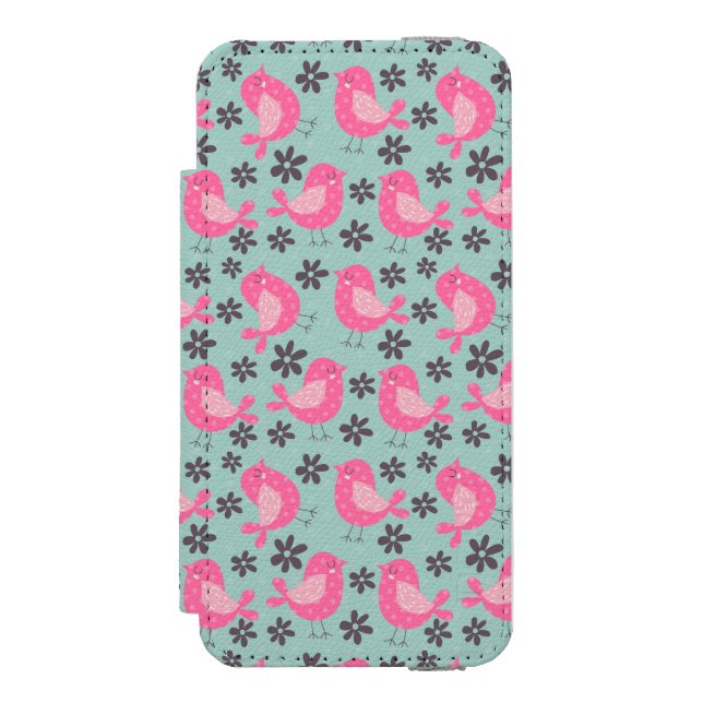 Polka Dot Birds and Flowers Incipio iPhone Wallet Case (Folio Front)