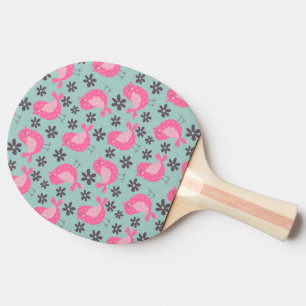 Polka Dot Birds and Flowers Ping Pong Paddle
