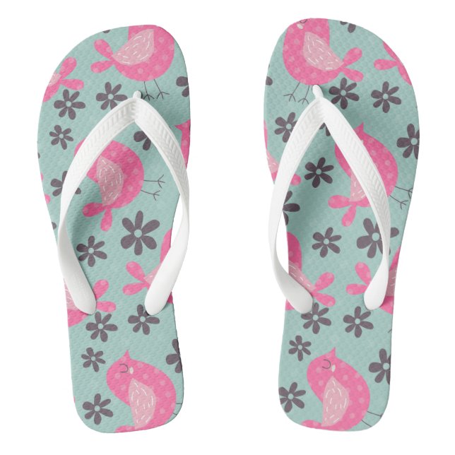 Polka Dot Birds and Flowers Thongs (Footbed)