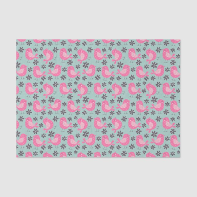 Polka Dot Birds and Flowers Tissue Paper (Front)