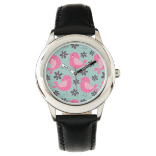 Polka Dot Birds and Flowers Watch