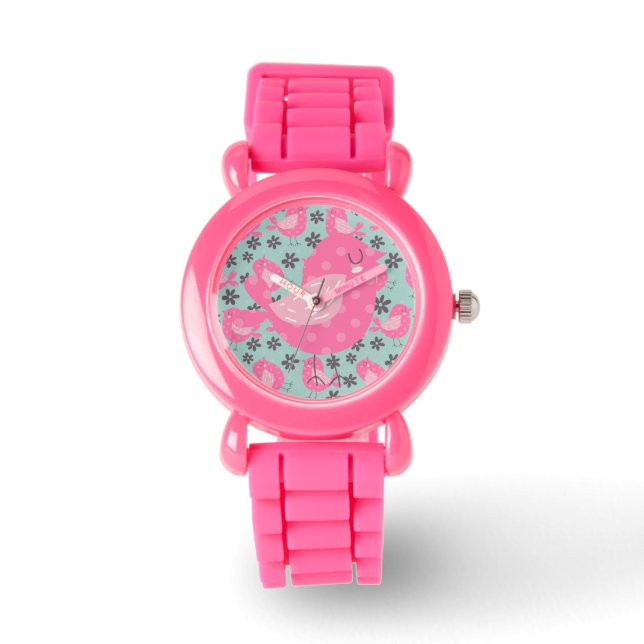 Polka Dot Birds and Flowers Watch (Front)
