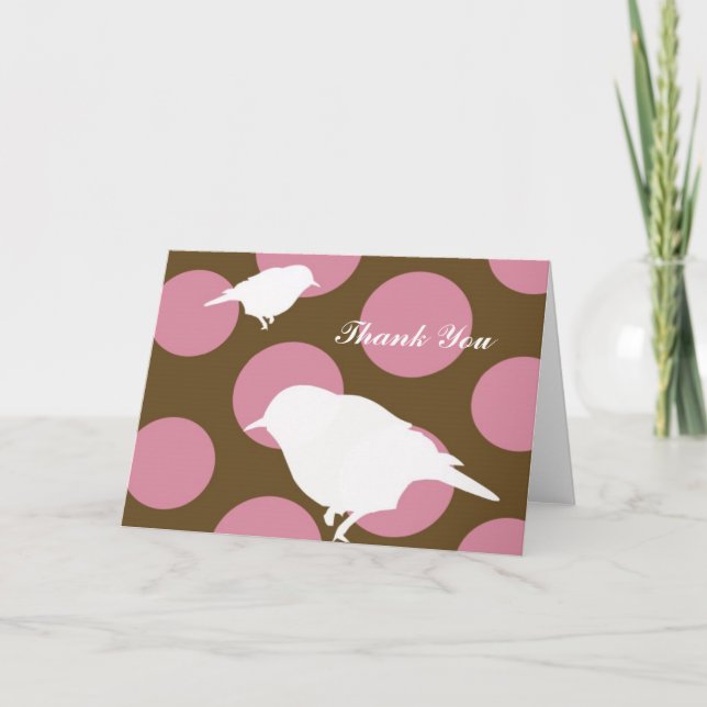 Polka Dot Birds, Thank You Card (Front)