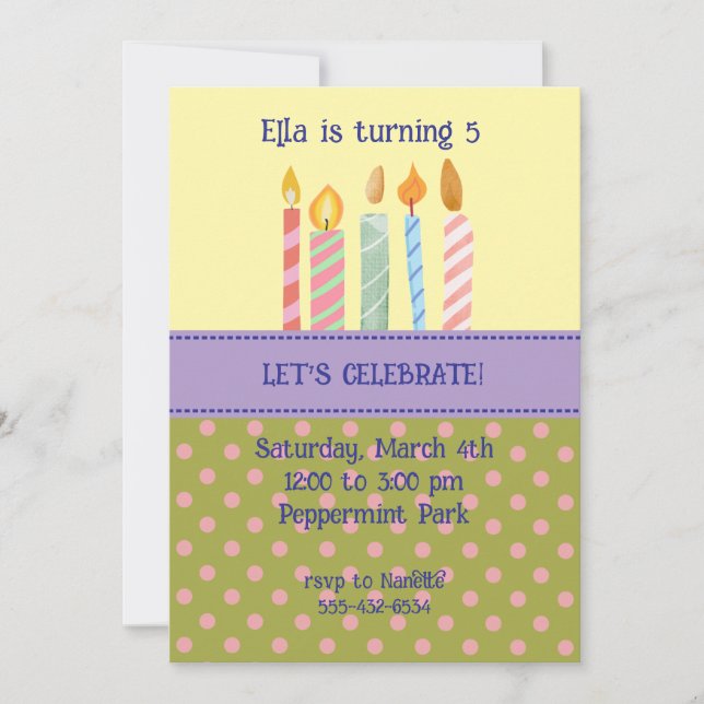 Polka Dot Birthday Invitation (Front)