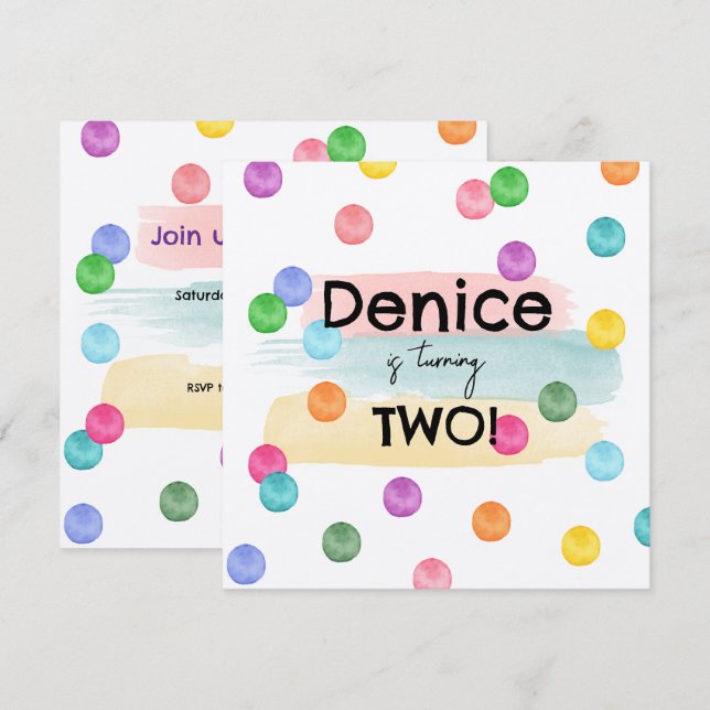 Polka Dot Birthday Party Invite (Front/Back)