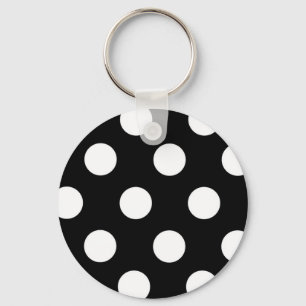 Polka Dot Black and White Key Ring
