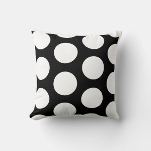 Polka Dot Black and White large   pattern Cushion