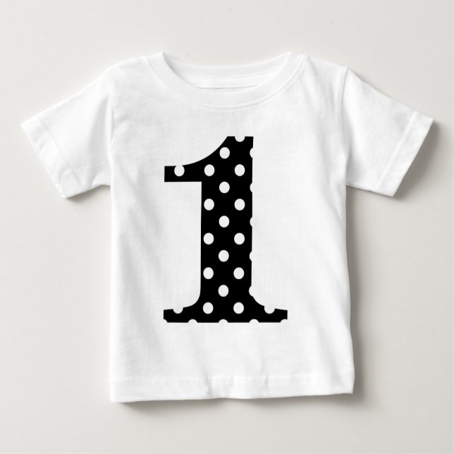 Polka Dot Black and White One Baby T-Shirt (Front)