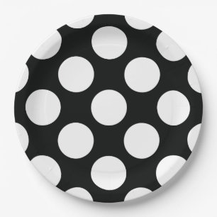 Polka Dot (Black & White) Any Size Customisable Paper Plate
