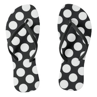 Polka Dot (Black & White) Any Size Customisable Thongs