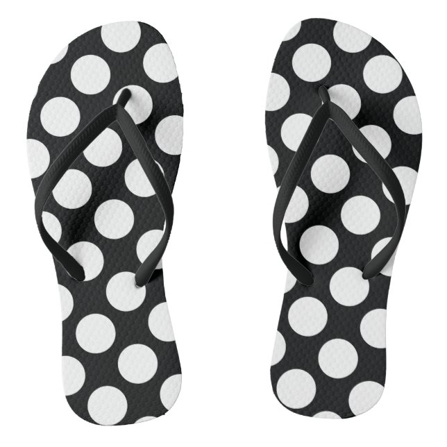 Polka Dot (Black & White) Any Size Customisable Thongs (Footbed)