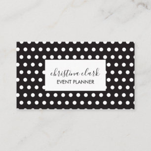 Polka Dot Black White Custom Personalized Business Card