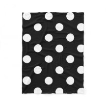 Polka Dot Black & White Fleece Throw Blanket