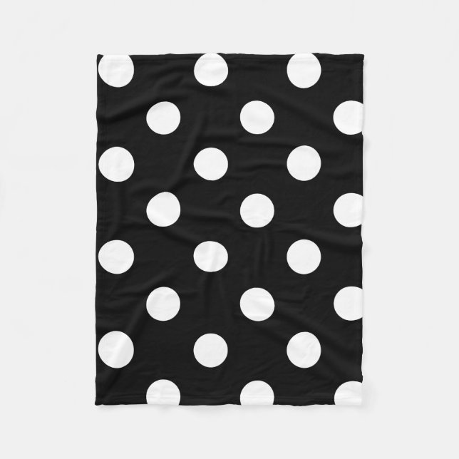 Polka Dot Black & White Fleece Throw Blanket (Front)