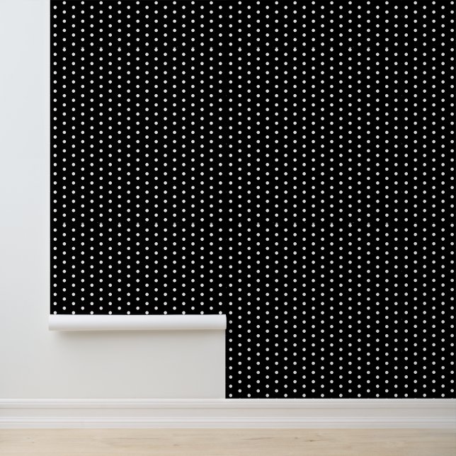 Polka Dot Black White Pattern Trendy Retro Wallpaper (Application)
