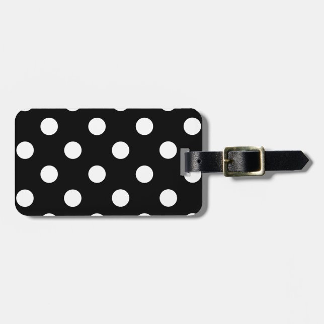 Polka Dot black with white dots bag tag (Front Horizontal)