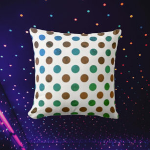 Polka Dot Blue and Green Cushion
