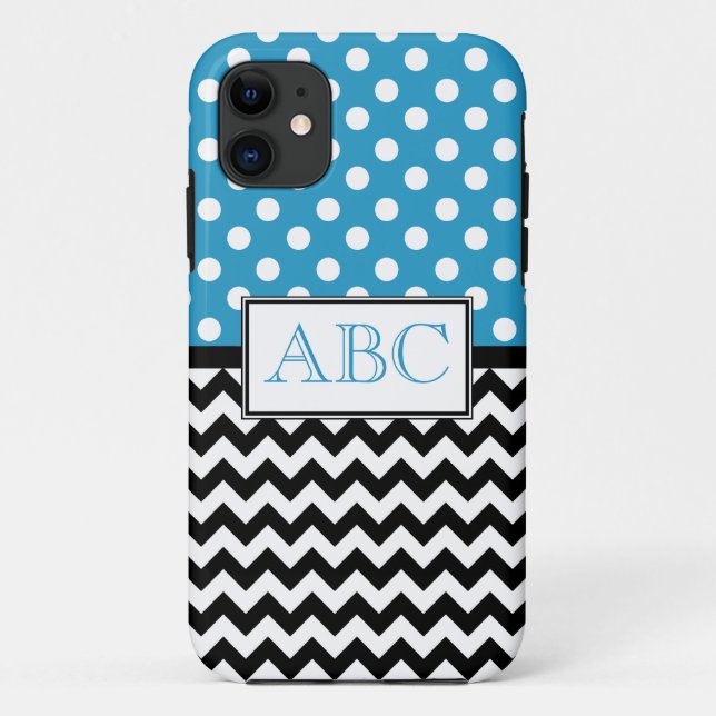 Polka Dot Blue & Chevron iPhone 5 Case (Back)