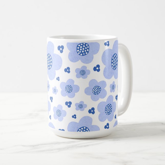 Polka dot blue coffee mug (Front Right)