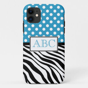 Polka Dot Blue & Zebra Print iPhone 5 Case