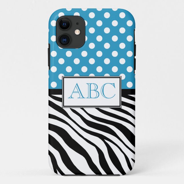 Polka Dot Blue & Zebra Print iPhone 5 Case (Back)