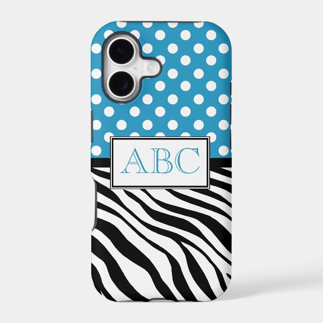 Polka Dot Blue & Zebra Print iPhone 5 Case (Back)