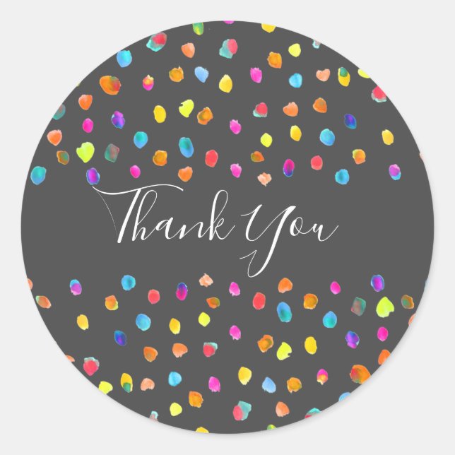 Polka dot boho cute pop art Thank You Classic Round Sticker (Front)