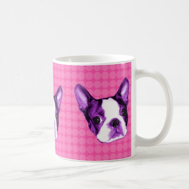 Polka Dot Boston Terrier Puppy Mug (Right)