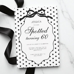 Polka Dot Bow Spotted Turning 60th Birthday Party Invitation