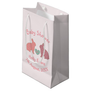 Polka Dot Bunnies Baby Shower Pink Custom Small Gift Bag