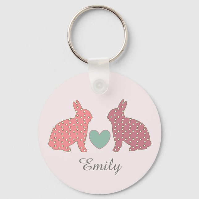 Polka Dot Bunnies Key Ring (Front)