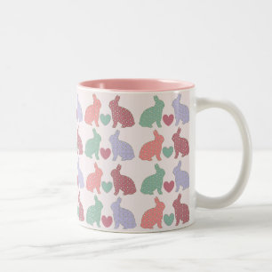 Polka Dot Bunnies Two-Tone Coffee Mug