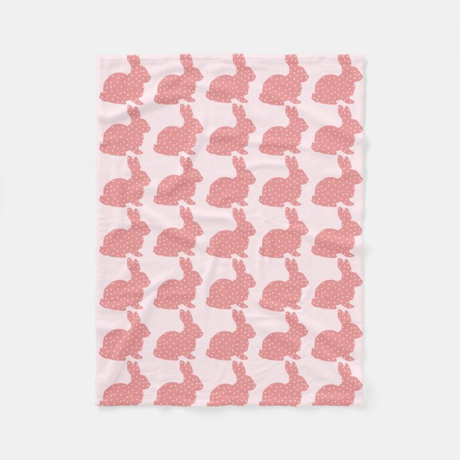 Polka Dot Bunny Fleece Blanket (Front)