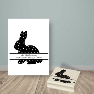Polka-Dot Bunny Monogram Return Address Rubber Stamp