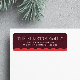 Polka dot burgundy Christmas return address Label