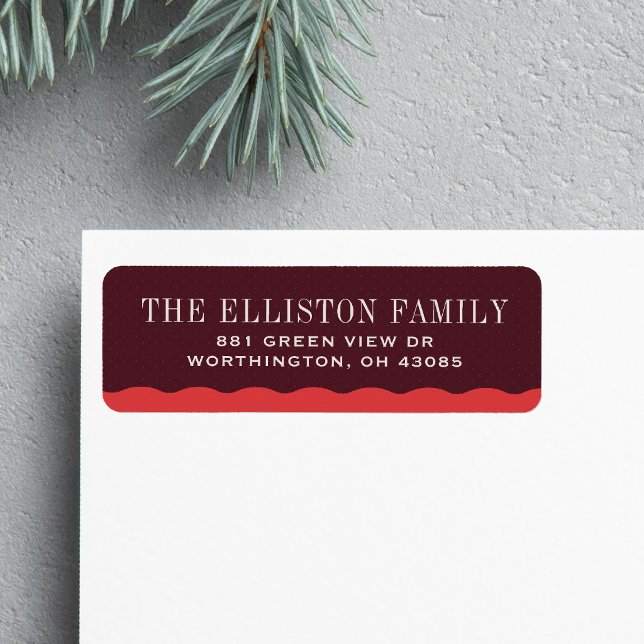 Polka dot burgundy Christmas return address Label (Creator Uploaded)